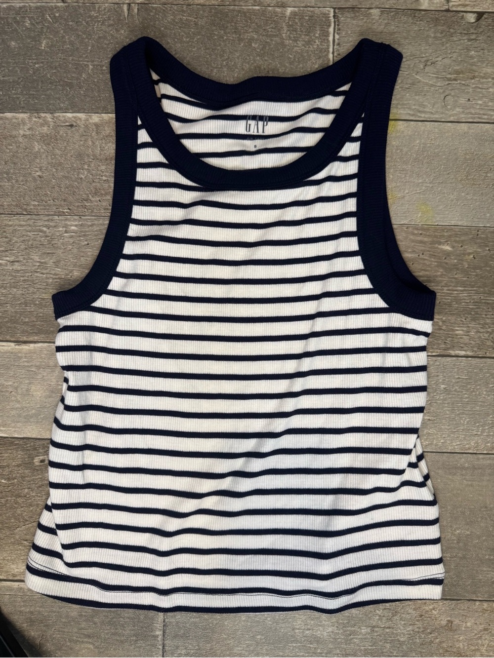 GAP White Tank Top with Navy Stripes nautical summer basic crop